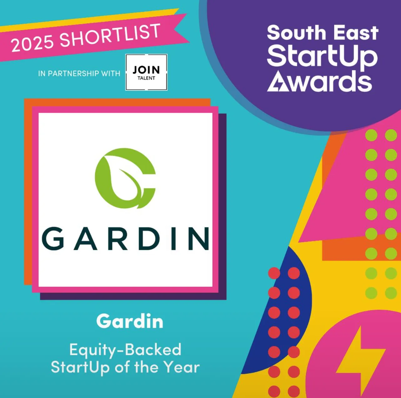 Gardin shortlisted for the South East UK StartUp Awards 2025